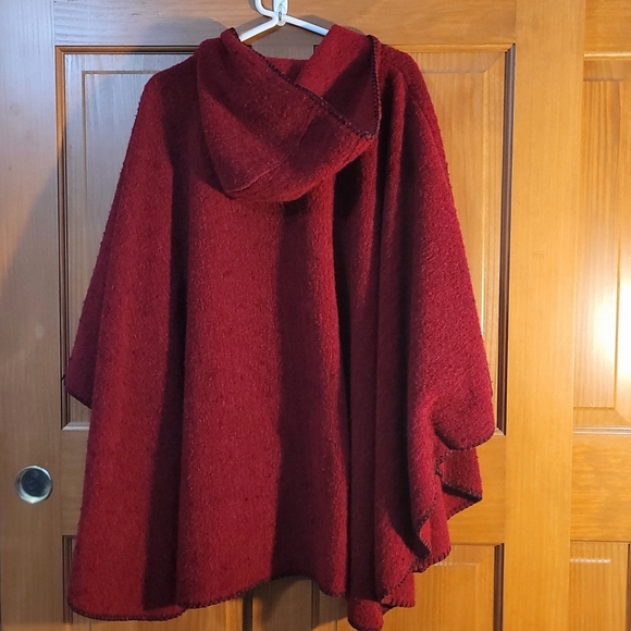 Bear Ridge Outfitters Womens XL / 2X Poncho Wool Blend Red - Picture 3 of 7